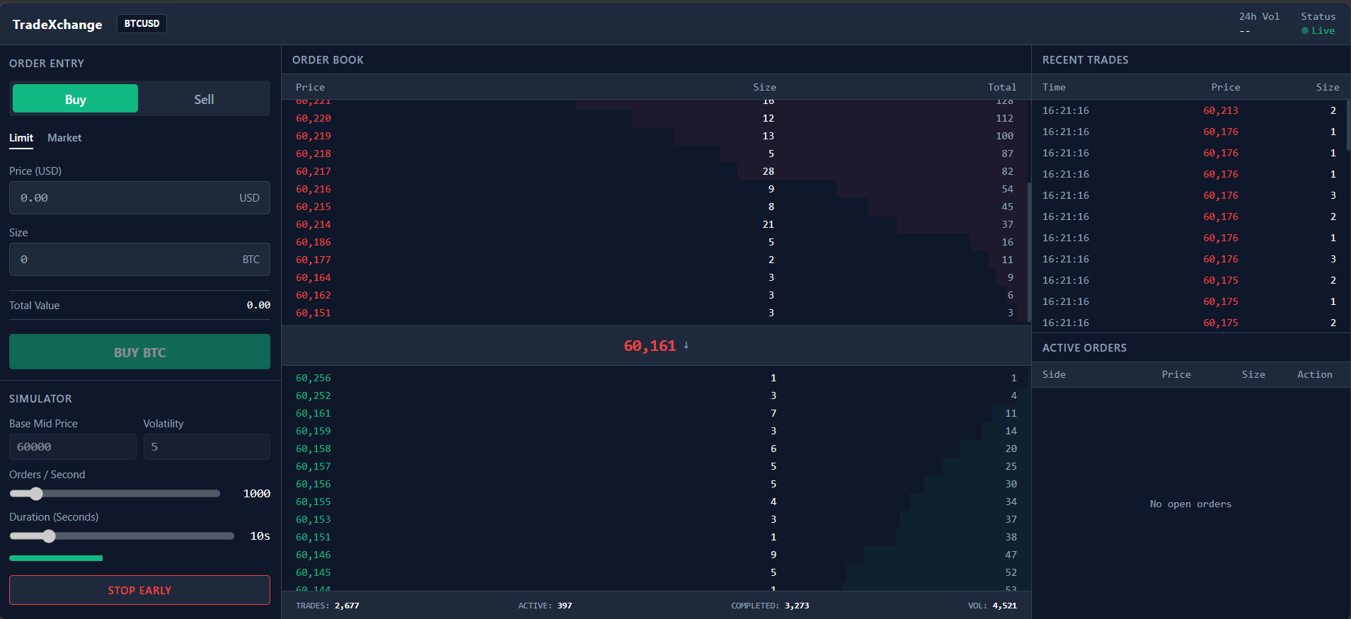 TradeXchange interface — screen 1 of 2
